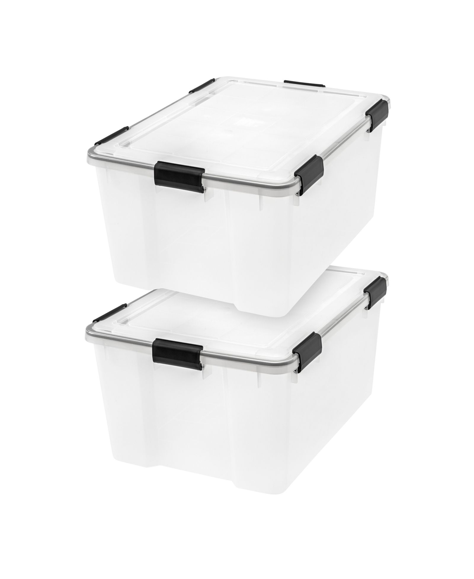 IRIS USA 62 Qt. Plastic Storage Bins with Sealed Lids, Clear Gasket Box, Airtight Containers 2Pk