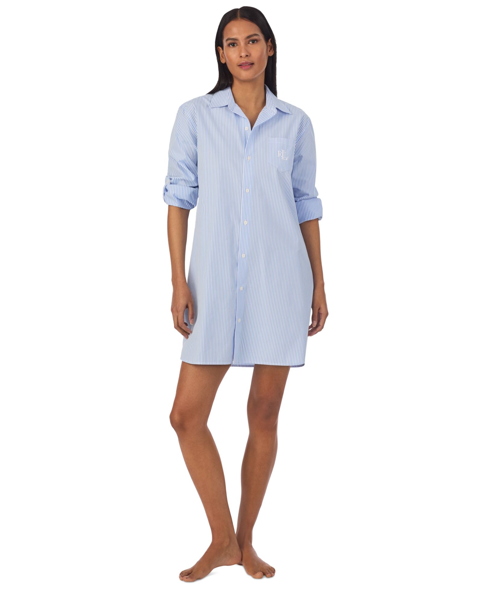 Lauren Ralph Lauren Women's Long-Sleeve Roll-Tab His Shirt Sleepshirt