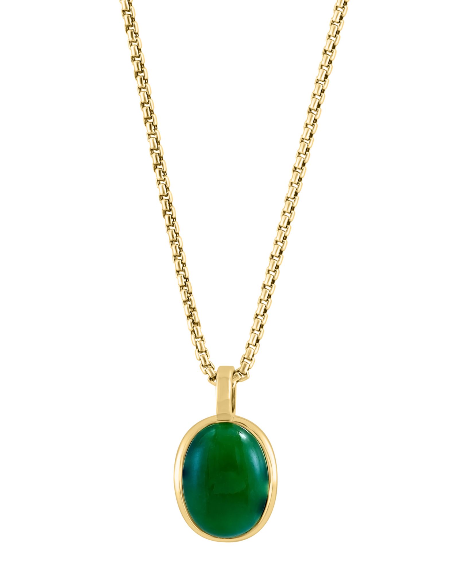 Мужской кулон-подвеска EFFY® Oval Cabochon Dyed Jade в золотом напылении на серебре 22"