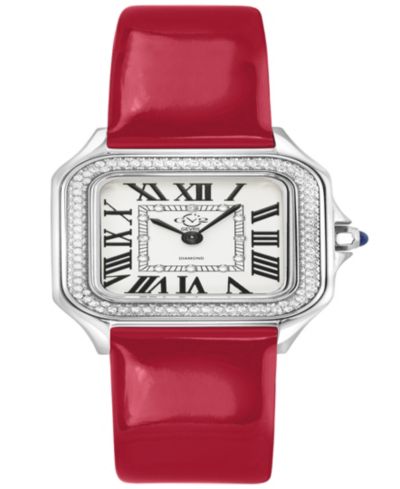 GV2 by Gevril Women's Milan Swiss Quartz Leather Strap Diamond Watch
