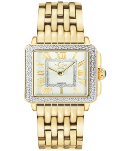 GV2 by Gevril Women's Padova Swiss Quartz IP Stainless Steel Bracelet Diamond Watch