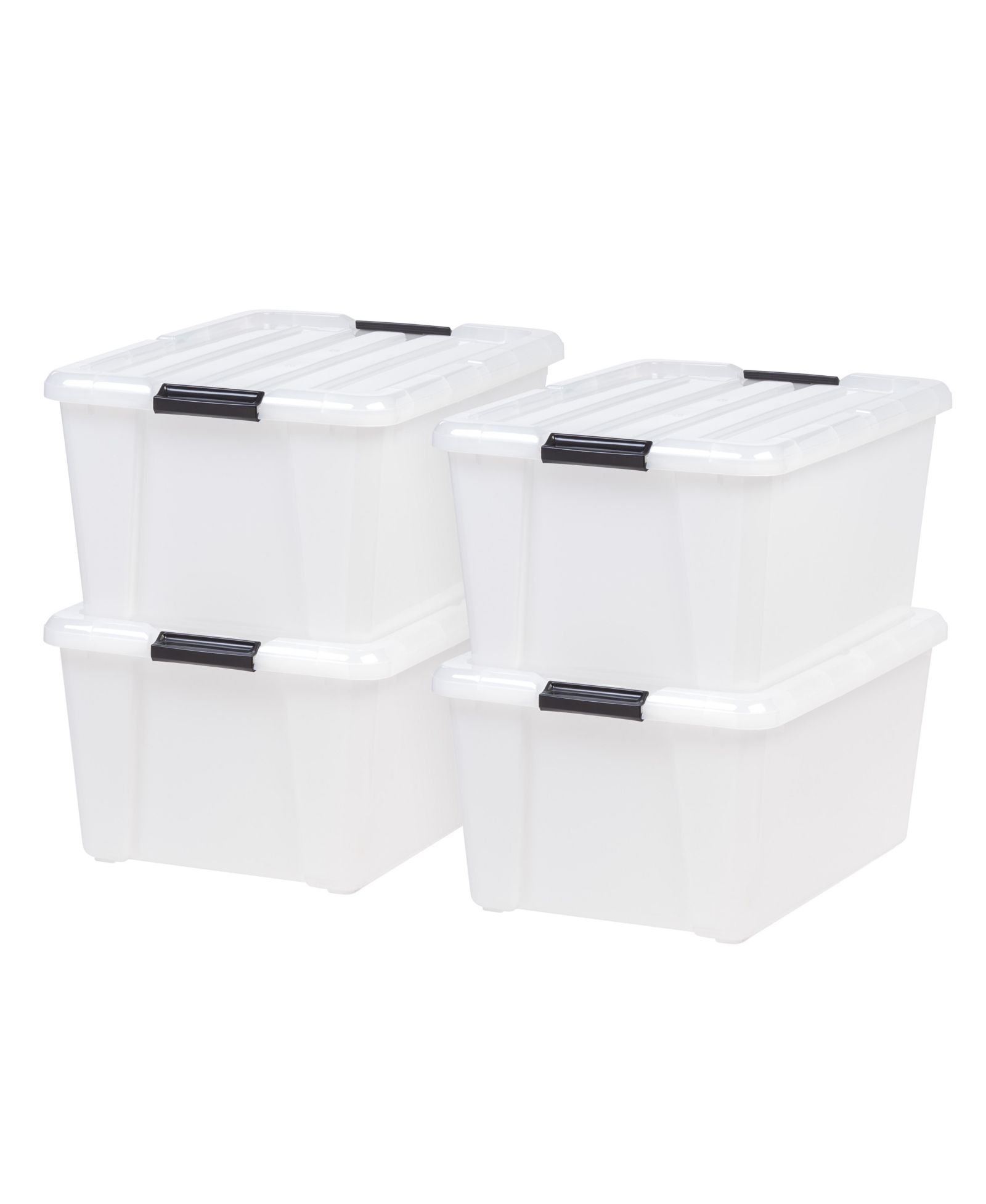 IRIS 45 Quart Buckle Up Storage Box, 4 Pack, Pearl