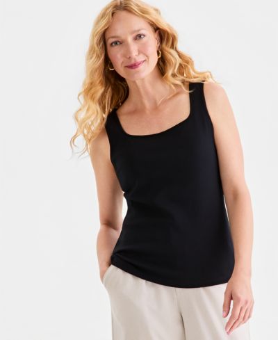Style & Co Женский хлопковый топ на бретелях Square-Neck