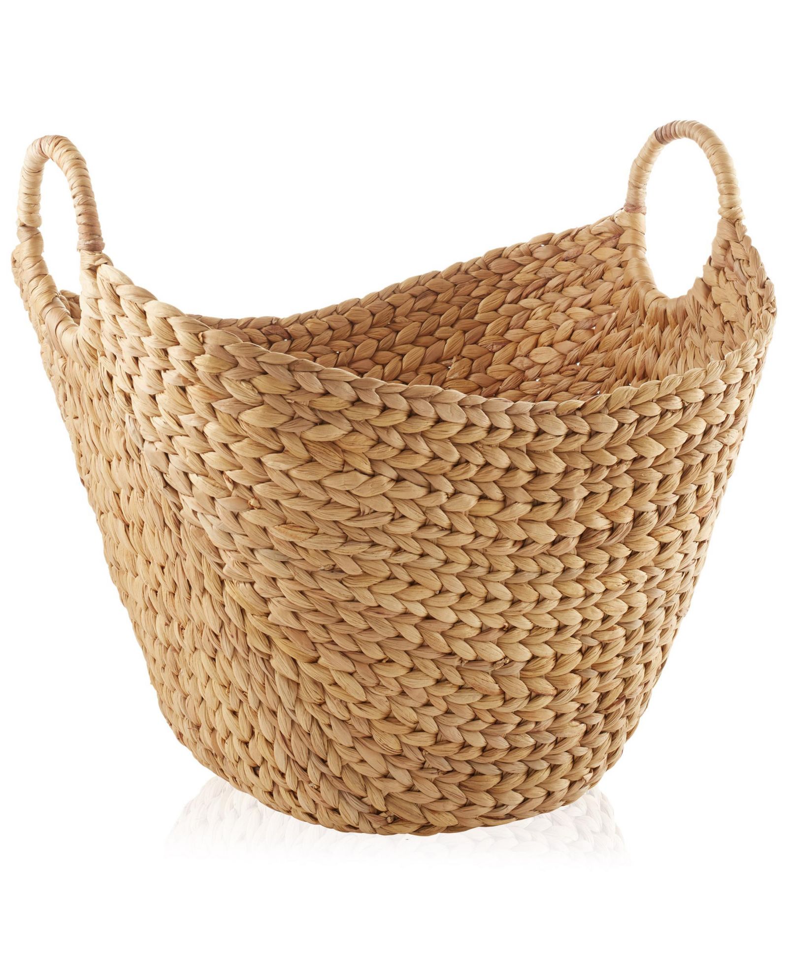 Casafield Large Laundry Boat Basket with Handles - Woven Water Hyacinth Storage Tote for Blankets, Bathroom, Bedroom, Living Room