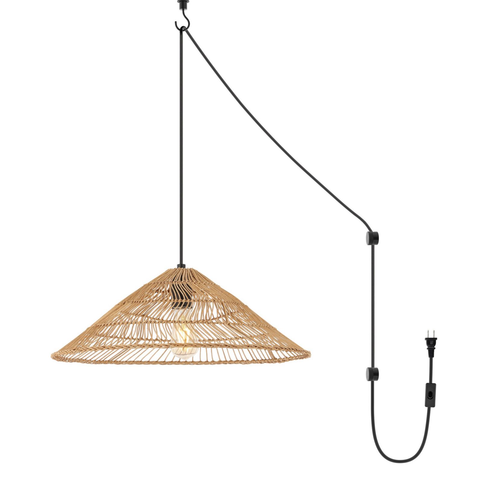 Nova Farmhouse Coastal Rattan LED Pendant Ceiling Light