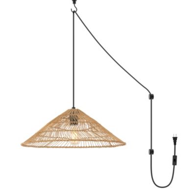 Nova Farmhouse Coastal Rattan LED Pendant Ceiling Light