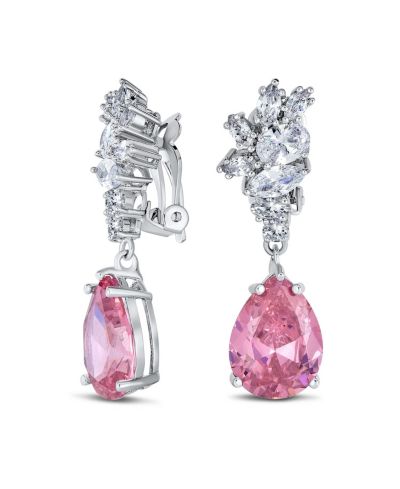 Серьги-клипсы Bling Jewelry с кубическим цирконием CZ в форме листа и капли