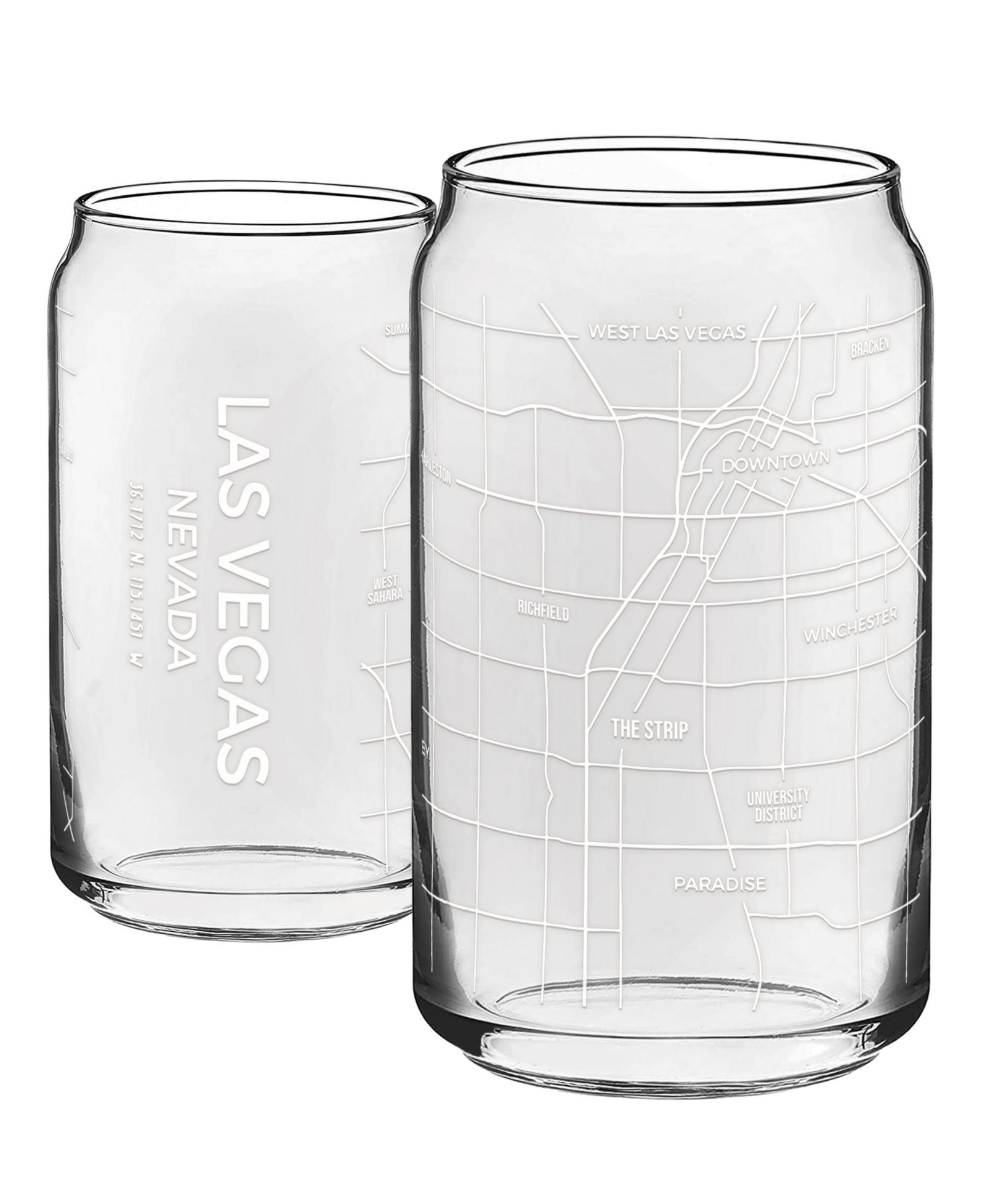 Набор из 2 стаканов NARBO THE CAN Las Vegas Map 16 oz Everyday Glassware