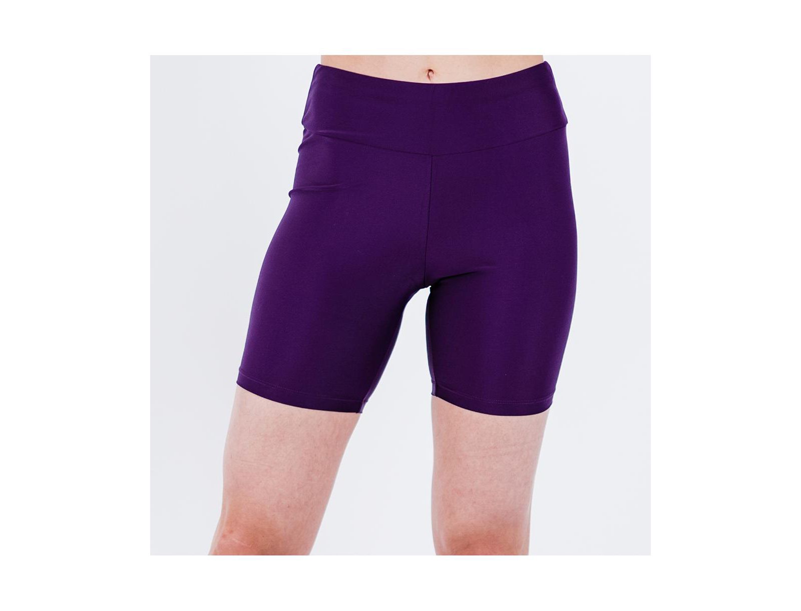 Calypsa Women's Chlorine Resistant High Waisted Mid-Thigh Swim Shorts