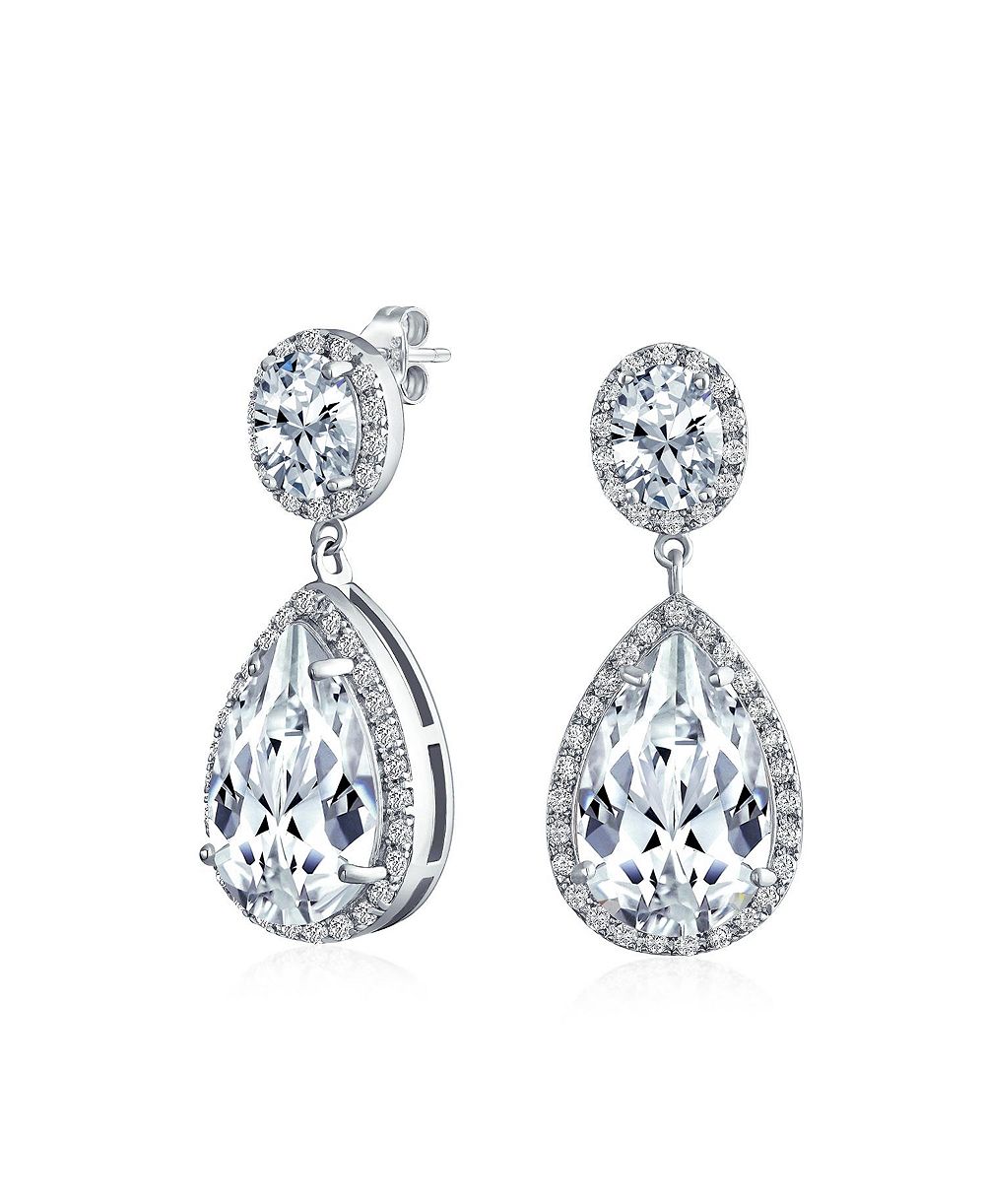 Bling Jewelry Серьги-люстра с цирконием CZ в форме капли