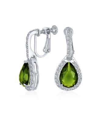 Серьги Bling Jewelry Classic 7CT Emerald Green CZ Halo Drop Teardrop