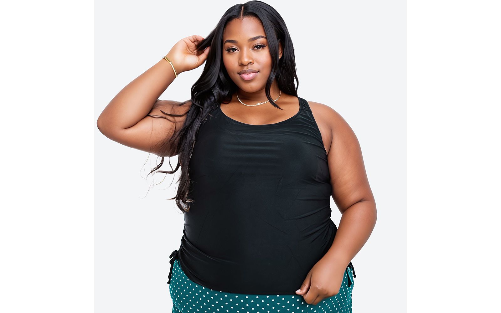 Calypsa Plus Size Maya Tankini Swim Top With Removable Cups