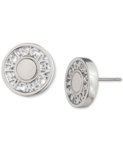 Серьги-гвоздики Givenchy Silver-Tone Logo Embossed Coin