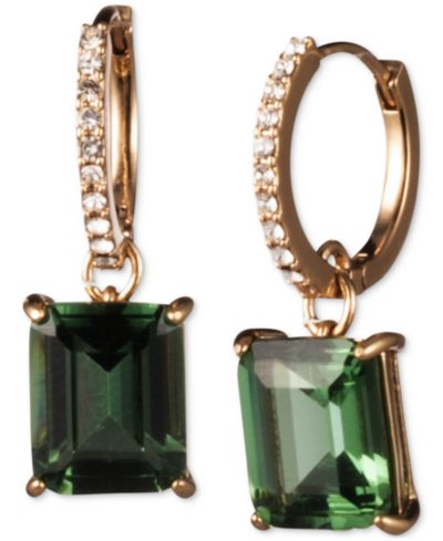 Серьги-кольца Lauren Ralph Lauren Gold-Tone Color Stone Charm Pavé Huggie