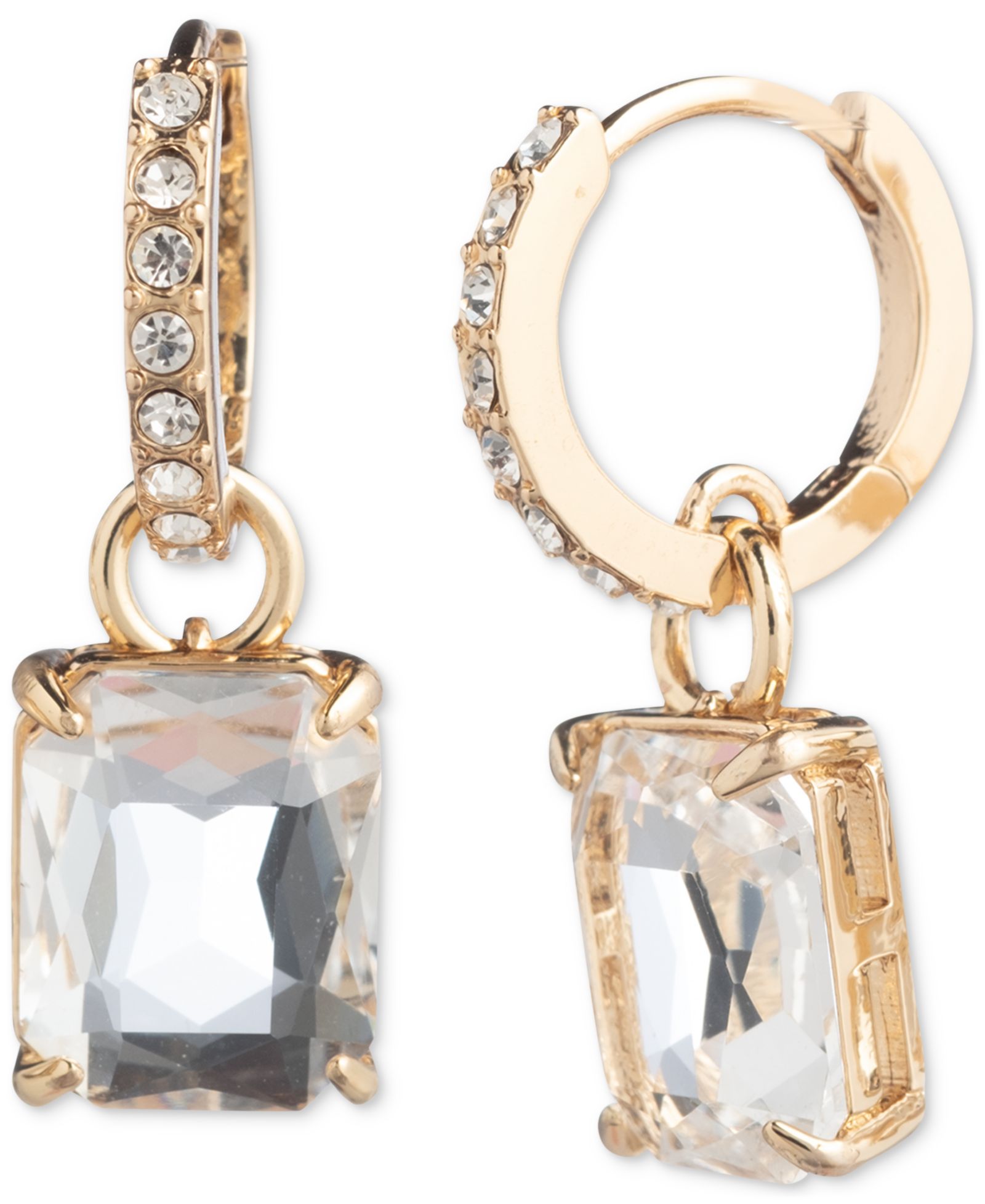 Серьги-кольца Lauren Ralph Lauren Gold-Tone Color Stone Charm Pavé Huggie