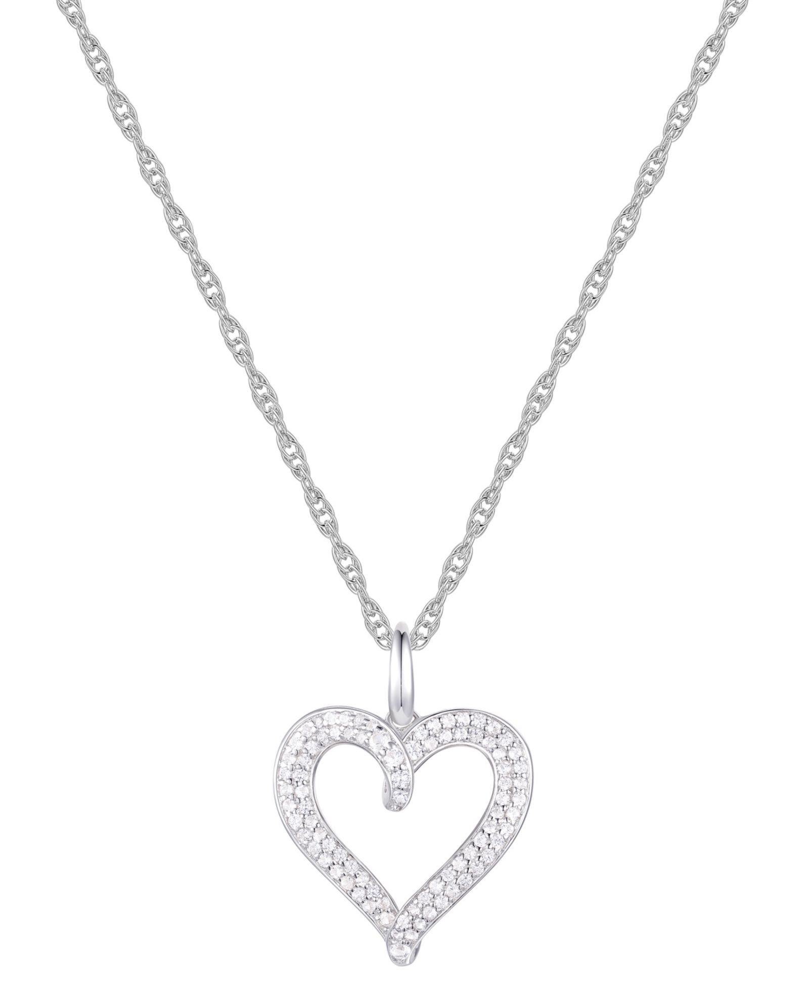 Подвеска с бриллиантовым сердцем 18" (1/4 ct. t.w.) из белого золота 10k