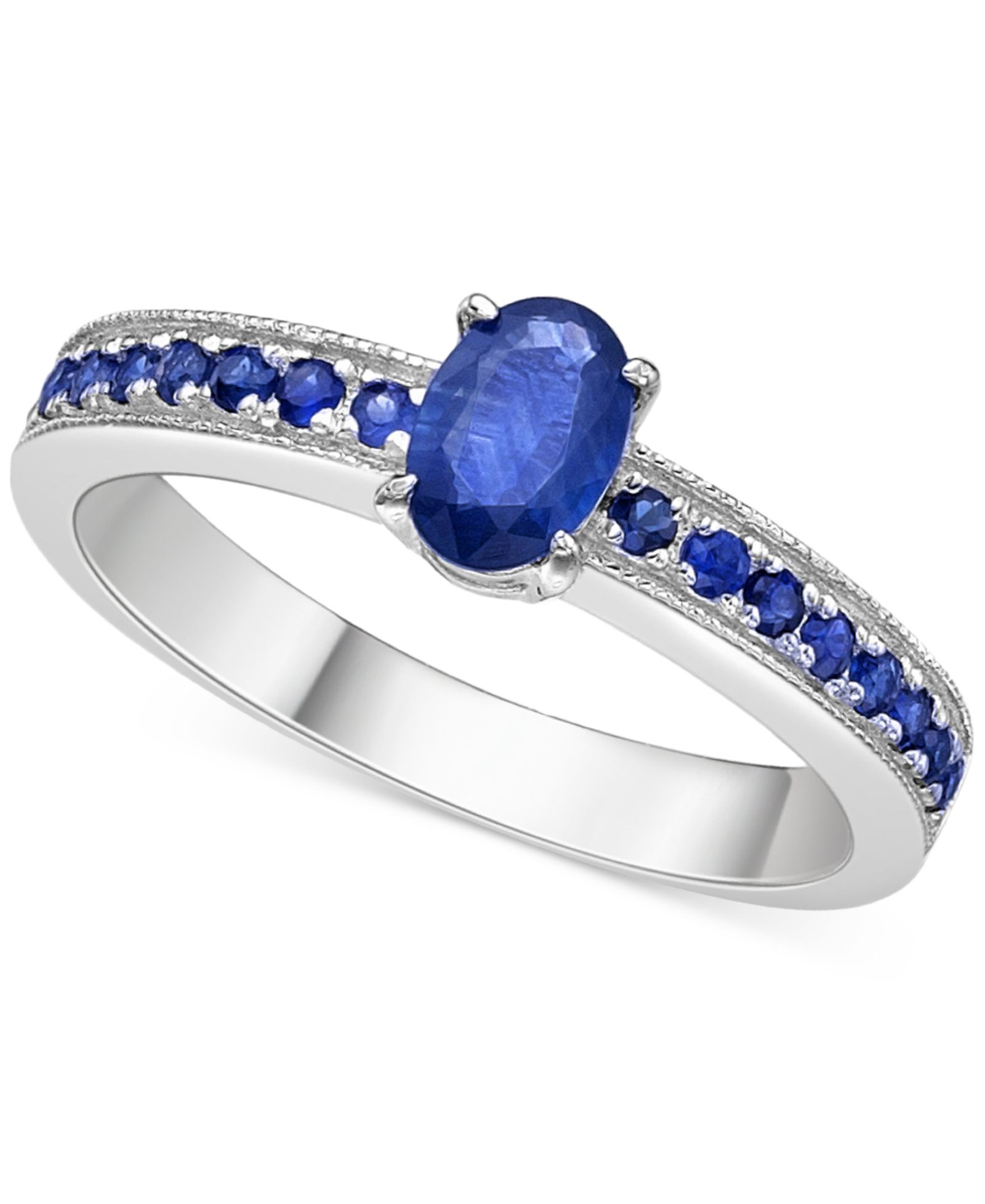 Emerald Oval & Round Milgrain Beaded Ring (1 ct. t.w.) in 14k Gold-Plated Sterling Silver (Also in Ruby & Sapphire)