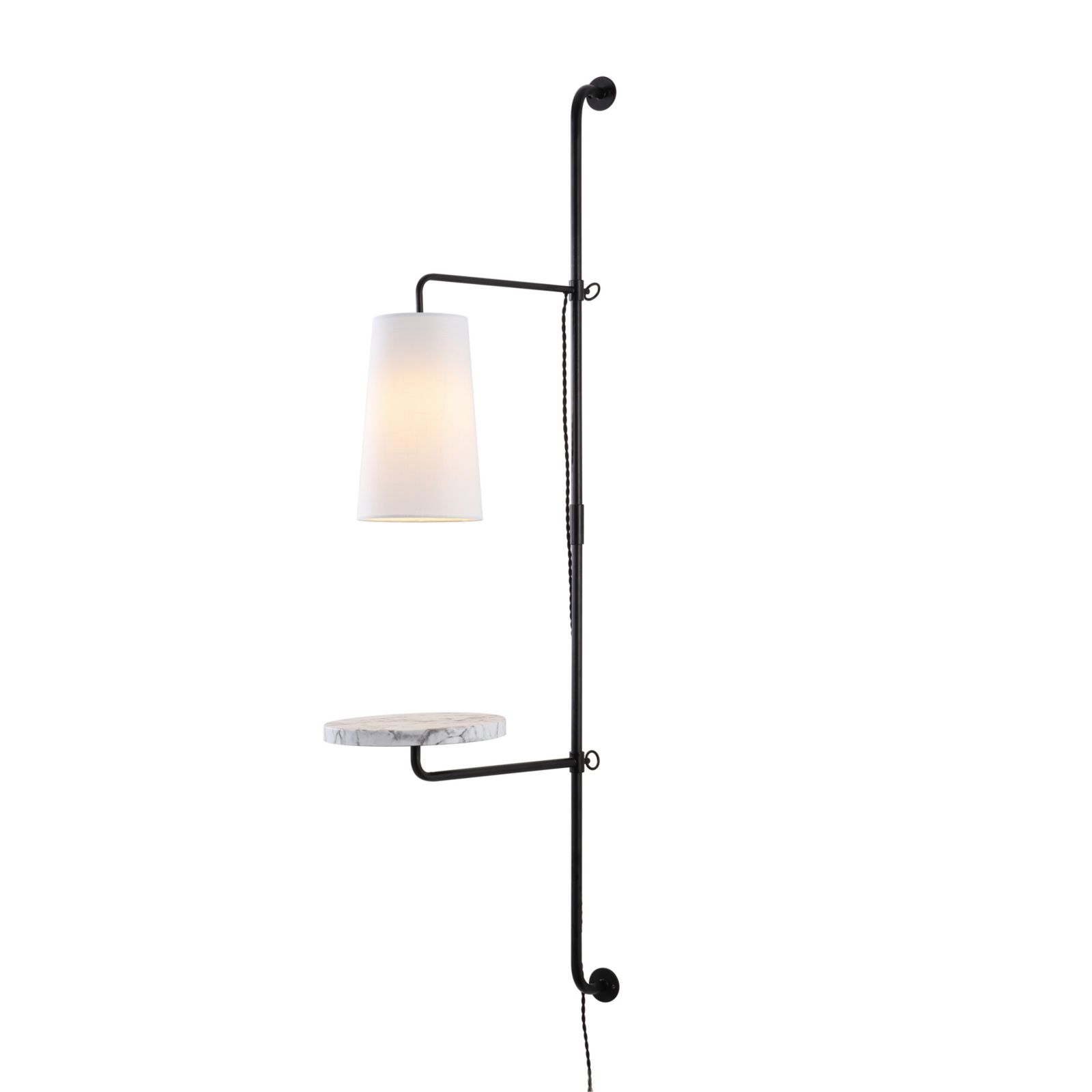Современное индустриальное настенное бра Andre 1-Light Iron Plug-In с регулируемым мраморным LED-светильником