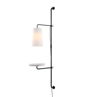 Современное индустриальное настенное бра Andre 1-Light Iron Plug-In с регулируемым мраморным LED-светильником