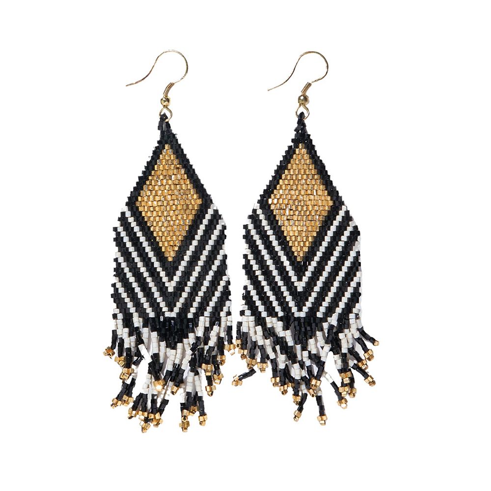 INK + ALLOY Dottie Beaded Fringe Earrings Black