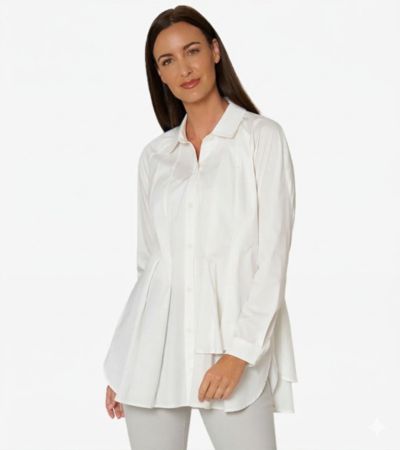 Stella Carakasi Women's Asymmetrical Tier Collared Button-Front Shirt Top Sensation Tunic