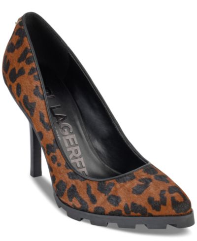 KARL LAGERFELD PARIS Madelyn Slip On Pointed Toe Lug Sole Pumps