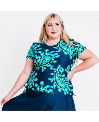 Calypsa Plus Size Adele Swim Top с коротким рукавом