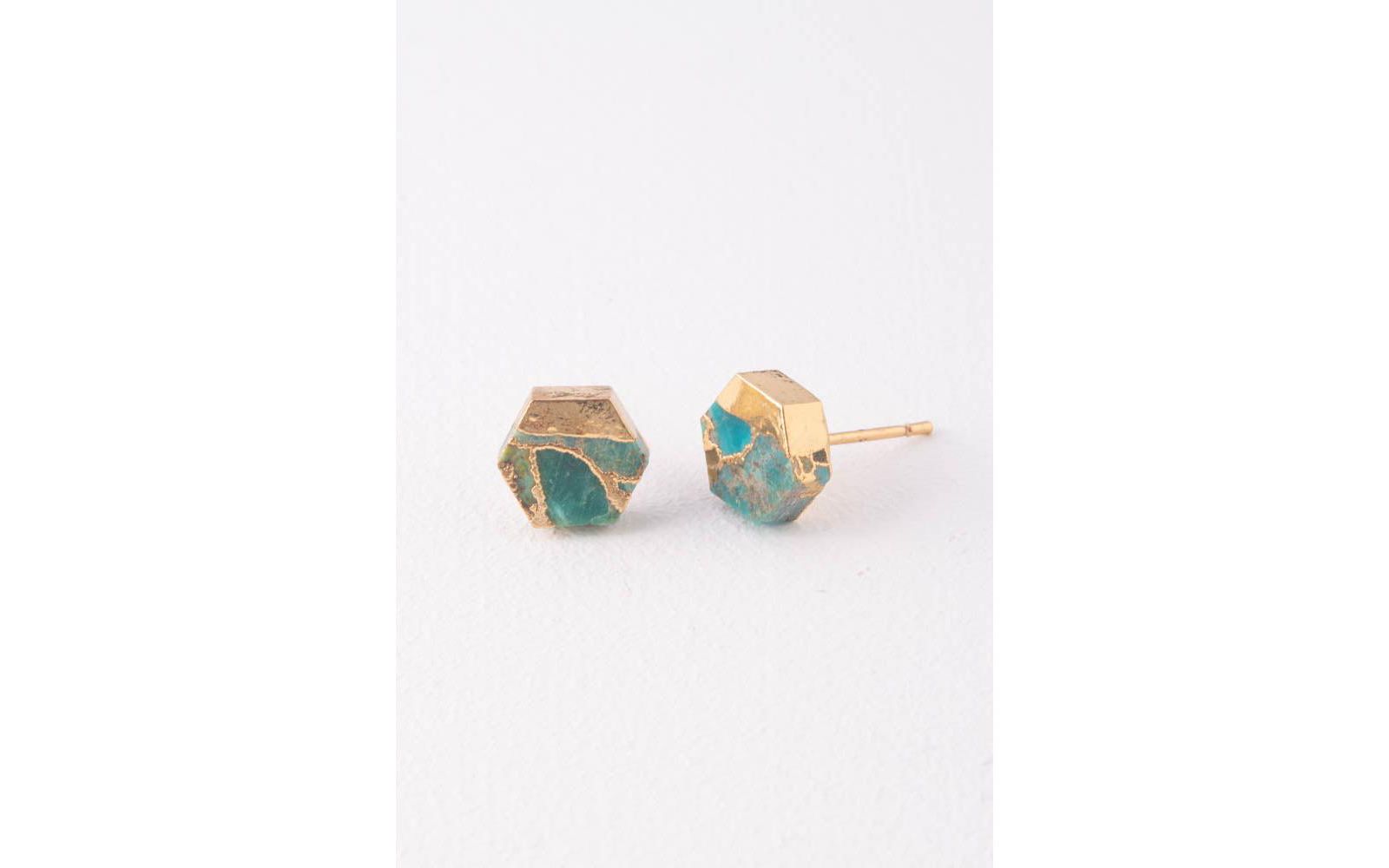 Серьги-гвоздики Starfish Project Oasis Turquoise and Gold Studs