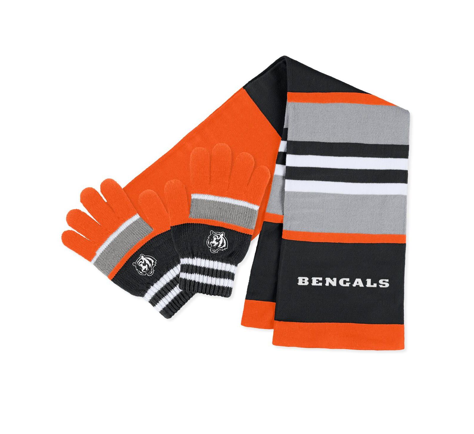 Women's WEAR by Erin Andrews Cincinnati Bengals Stripe Glove and Scarf Set