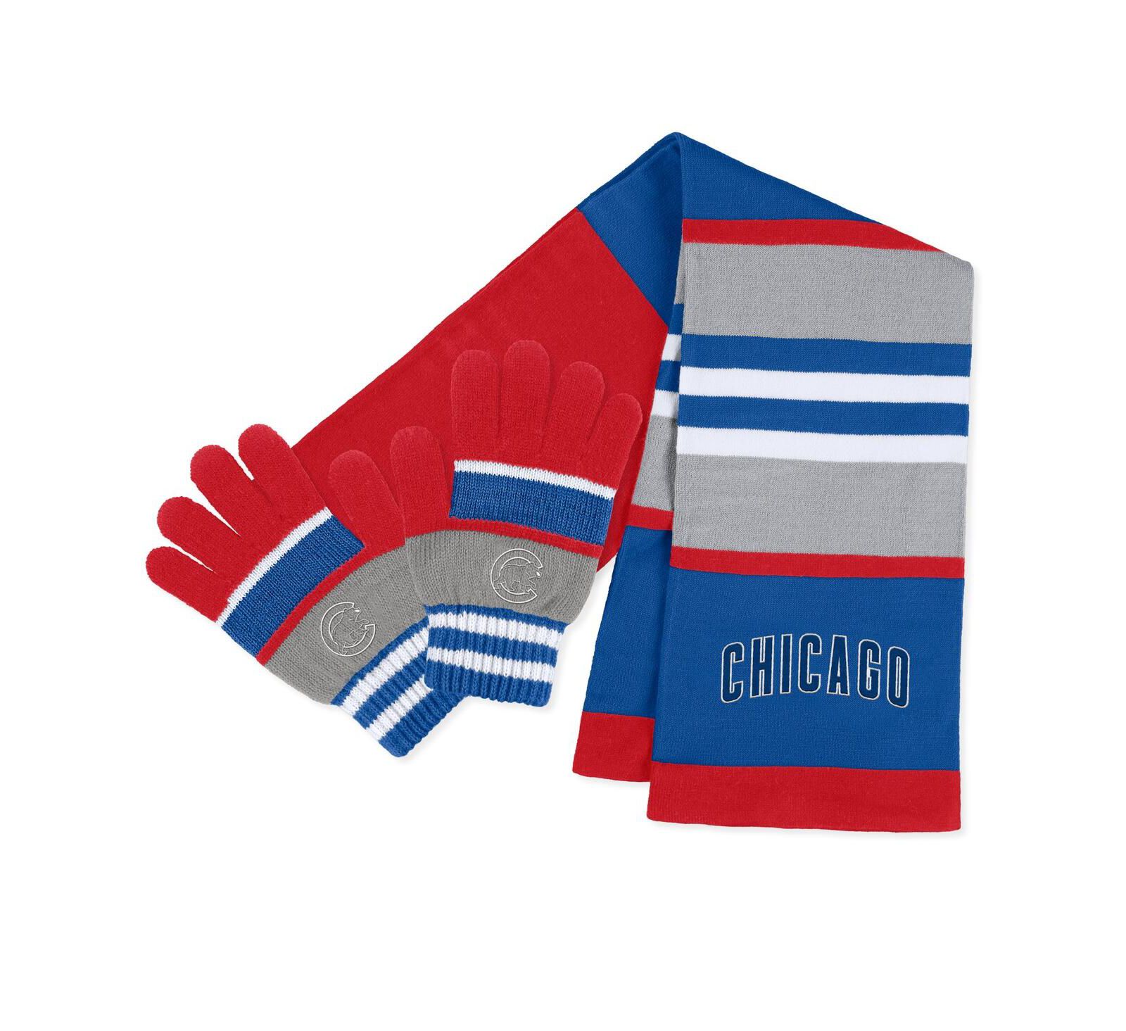 Женский набор WEAR by Erin Andrews Chicago Cubs Stripe перчатка и шарф