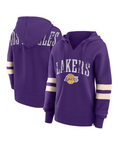 Женское худи Fanatics Purple Distressed Los Angeles Lakers Bold Move Dolman V-Neck Pullover