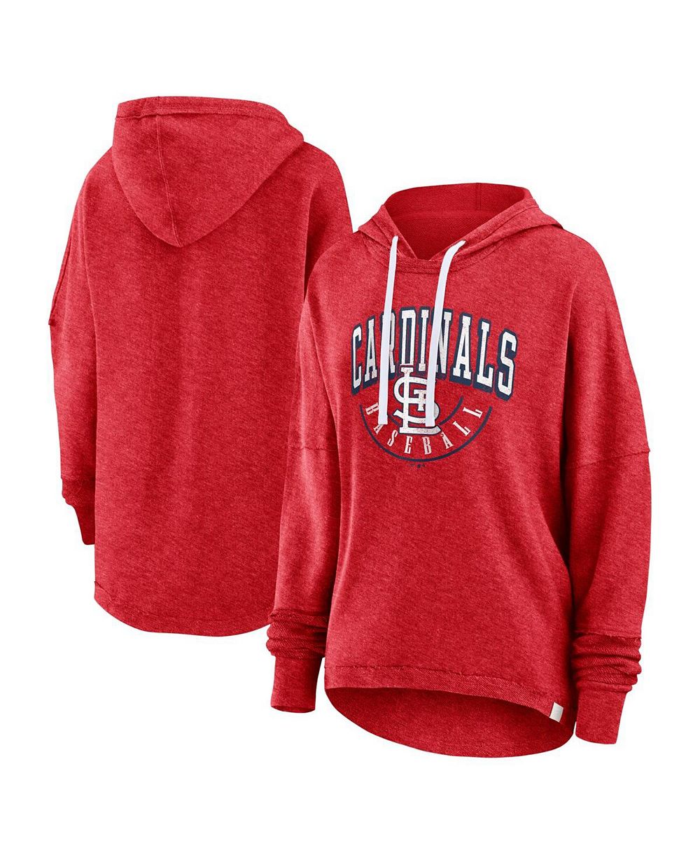 Женское худи Fanatics Luxe с эффектом потертости, Heather Red, St. Louis Cardinals