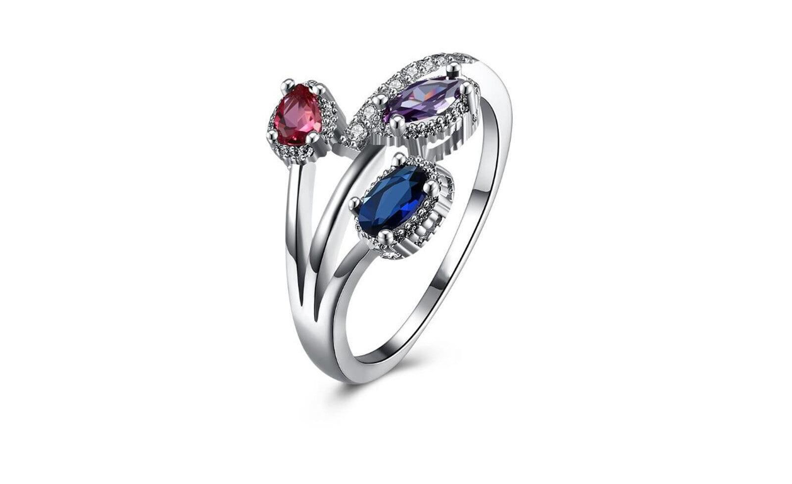 Multicolor Flower Ring for Women with Cubic Zirconia Stones