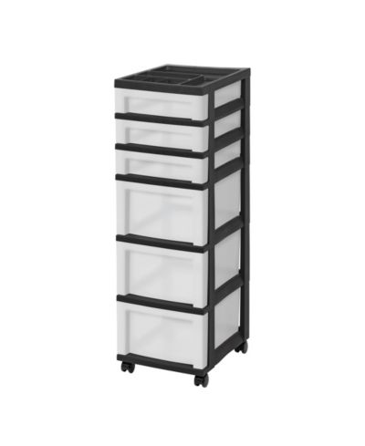 IRIS 6-Drawer Storage Cart with Organizer Top
