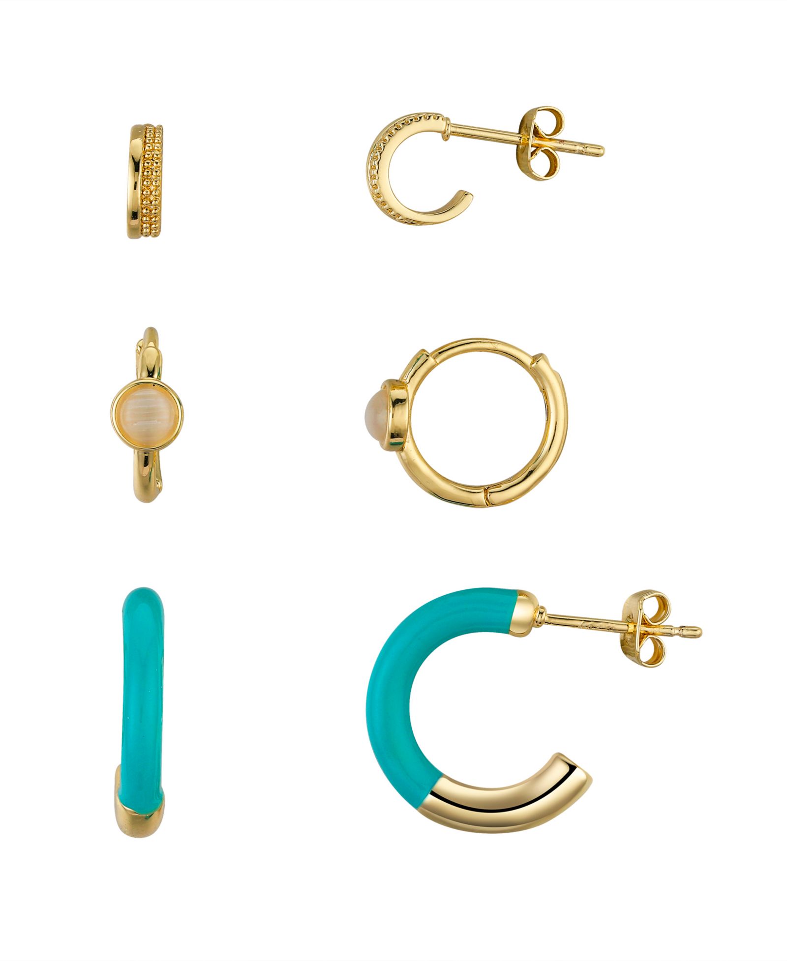 Unwritten Opal and Green Enamel Hoop 6-Piece Earring Set