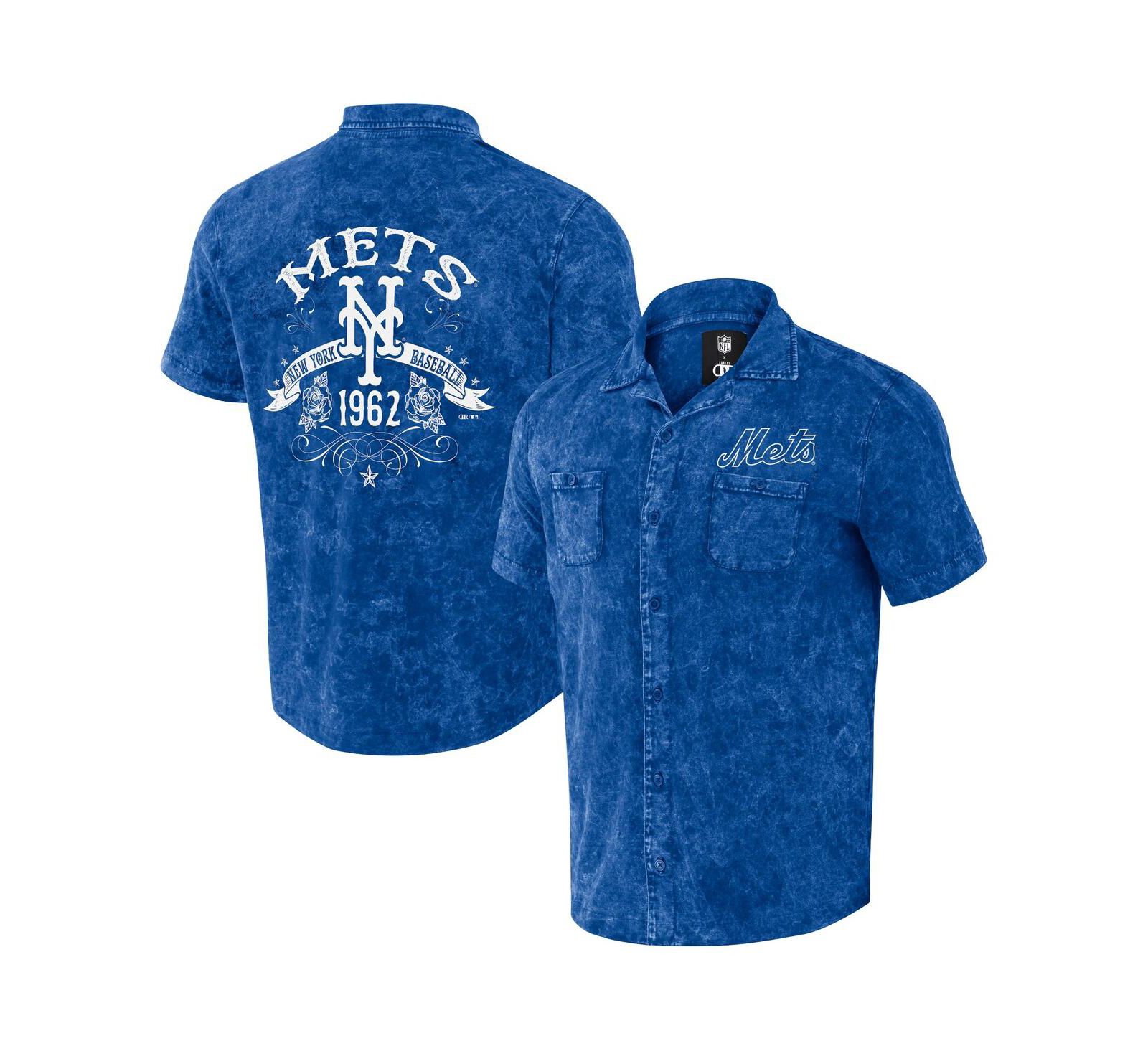 Men's Darius Rucker Collection by Fanatics Royal Distressed New York Mets Denim Team Color Button-Up Shirt