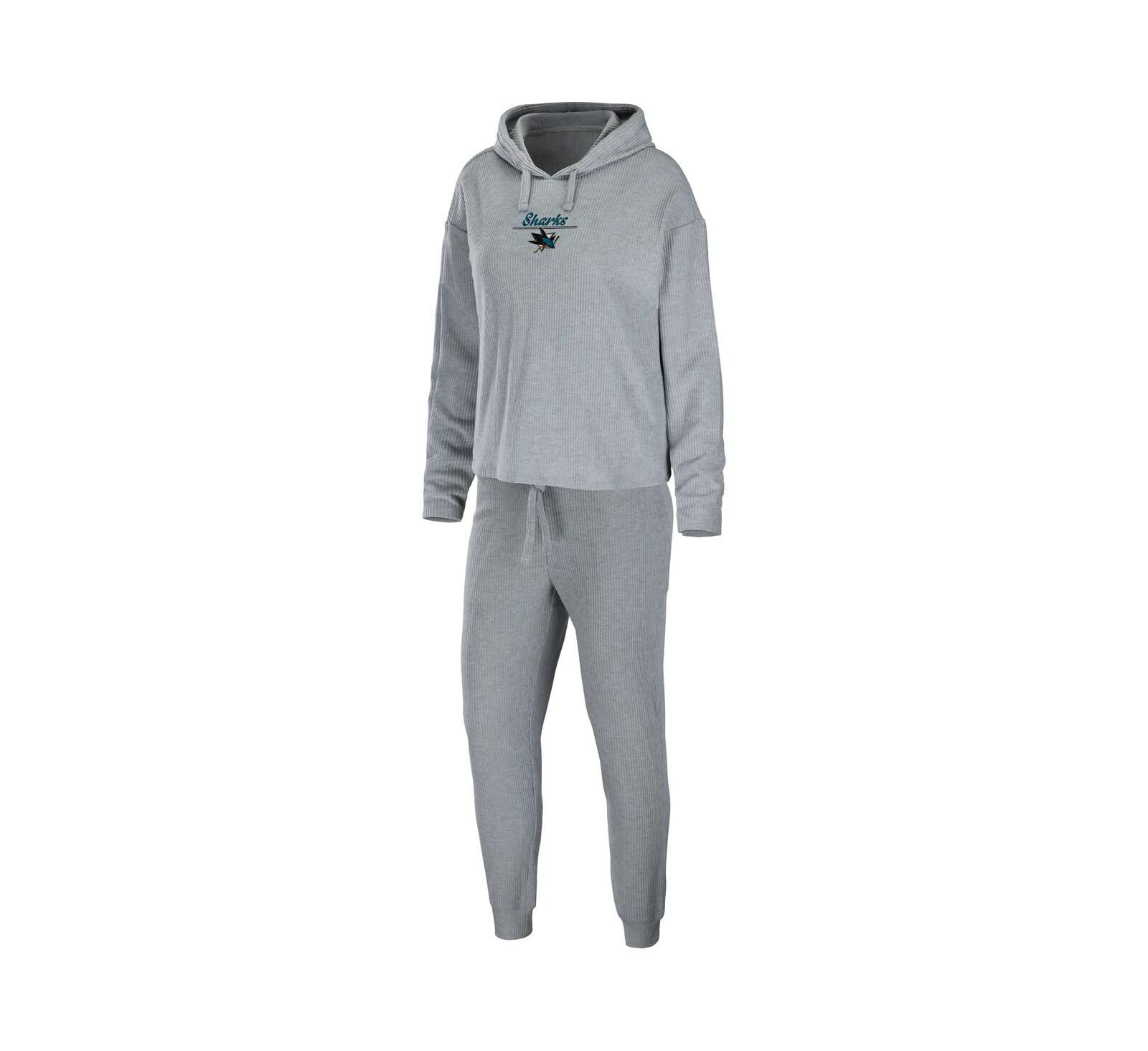 Women's WEAR by Erin Andrews Heather Gray San Jose Sharks Logo Pullover Hoodie and Pants Sleep Set