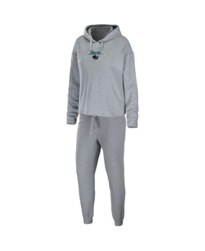 Women's WEAR by Erin Andrews Heather Gray San Jose Sharks Logo Pullover Hoodie and Pants Sleep Set