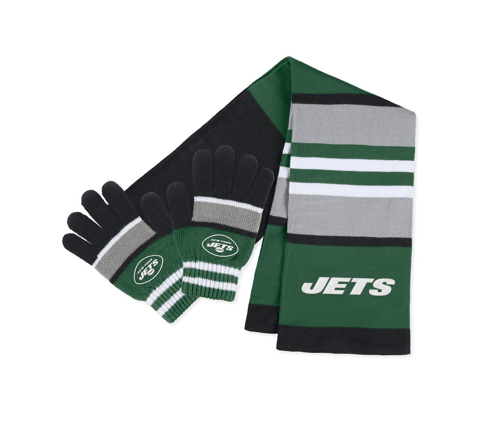 Women's WEAR by Erin Andrews New York Jets Stripe Glove and Scarf Set