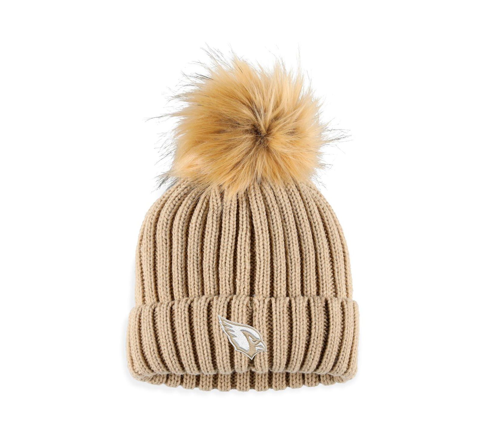 Женская шапка WEAR by Erin Andrews Natural Arizona Cardinals Neutral Cuffed Knit с помпоном