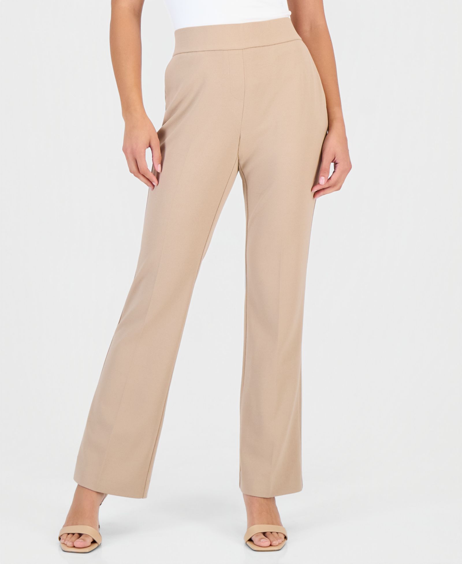 Anne Klein Essentials Petite Pull-On Straight-Leg Pants