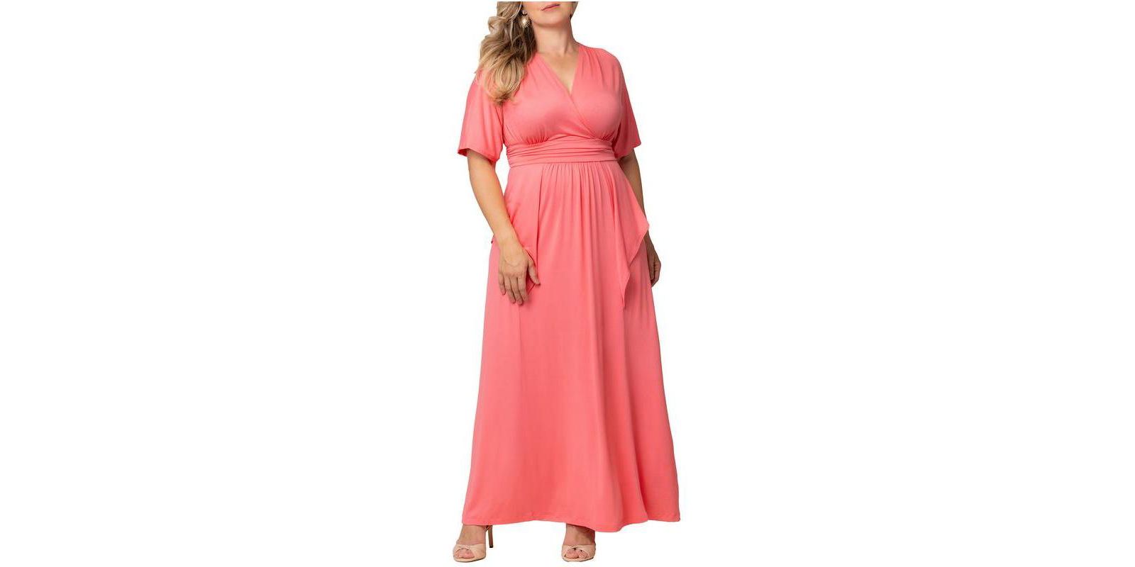 Kiyonna Women's Plus Size Indie Flair Maxi Dress with Kimono Sleeves