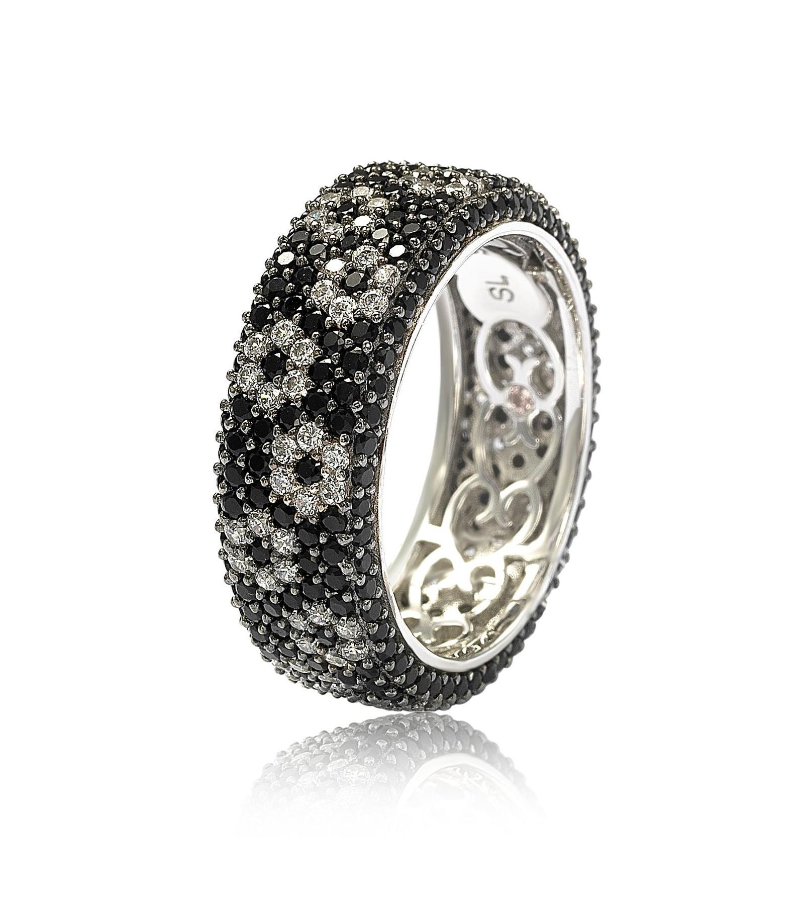 Кольцо Suzy Levian Sterling Cubic Zirconia Flower Eternity Band