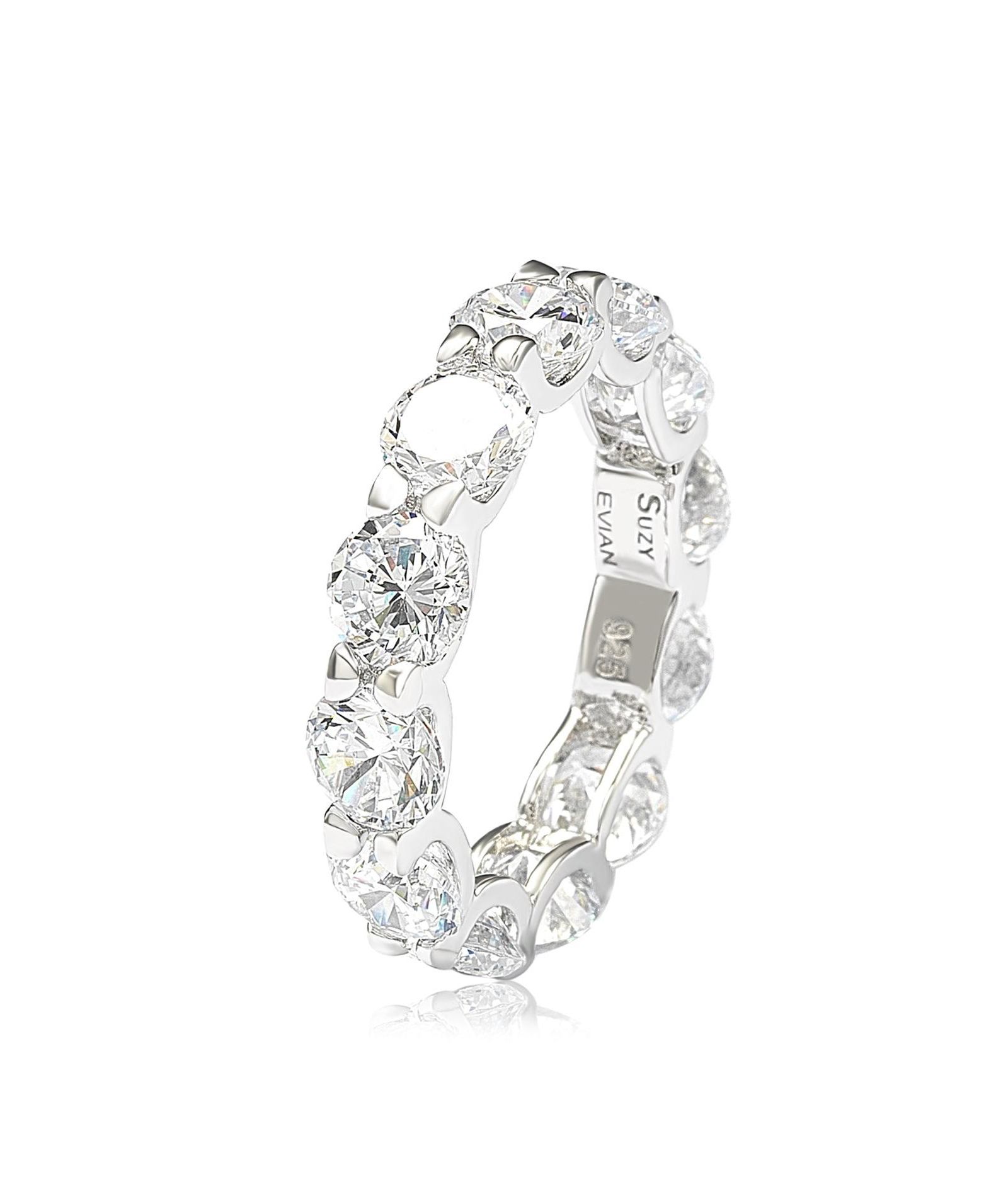 Кольцо Suzy Levian Sterling Silver Cubic Zirconia Round U-Shape Eternity Band