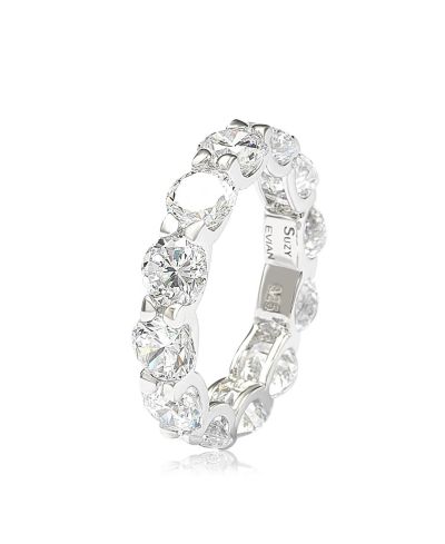 Кольцо Suzy Levian Sterling Silver Cubic Zirconia Round U-Shape Eternity Band