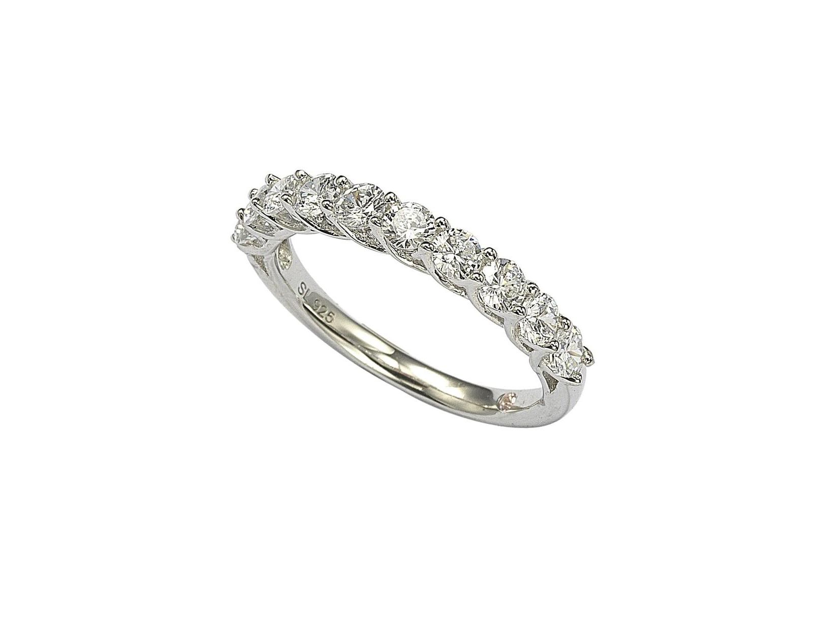 Suzy Levian Sterling Silver White Cubic Zirconia Half Band