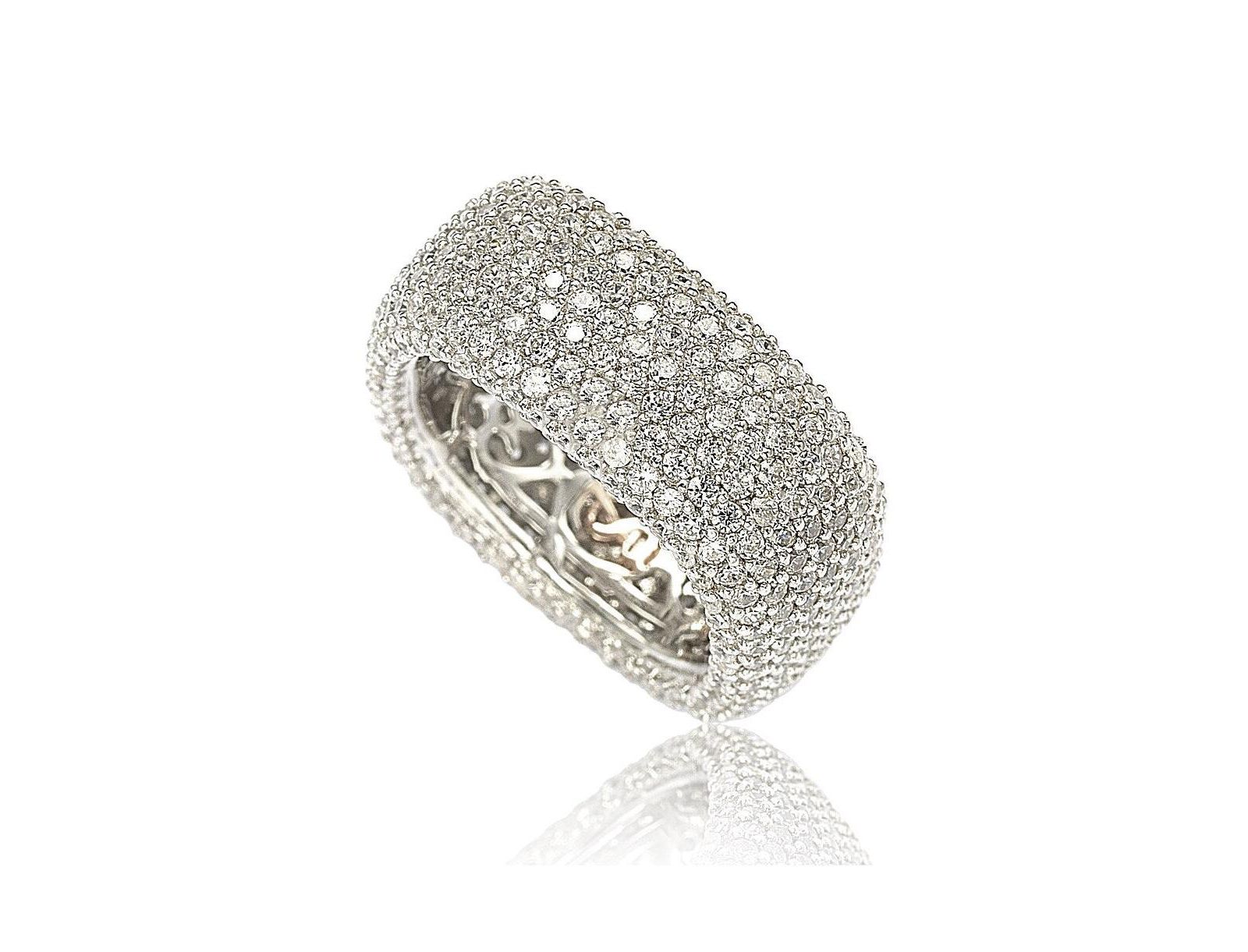 Suzy Levian Sterling Silver Cubic Zirconia Square Pave Eternity Ring