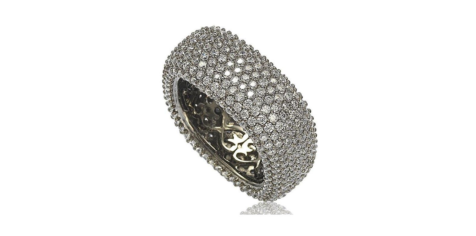 Кольцо Suzy Levian Sterling Silver Cubic Zirconia Square Pave Eternity