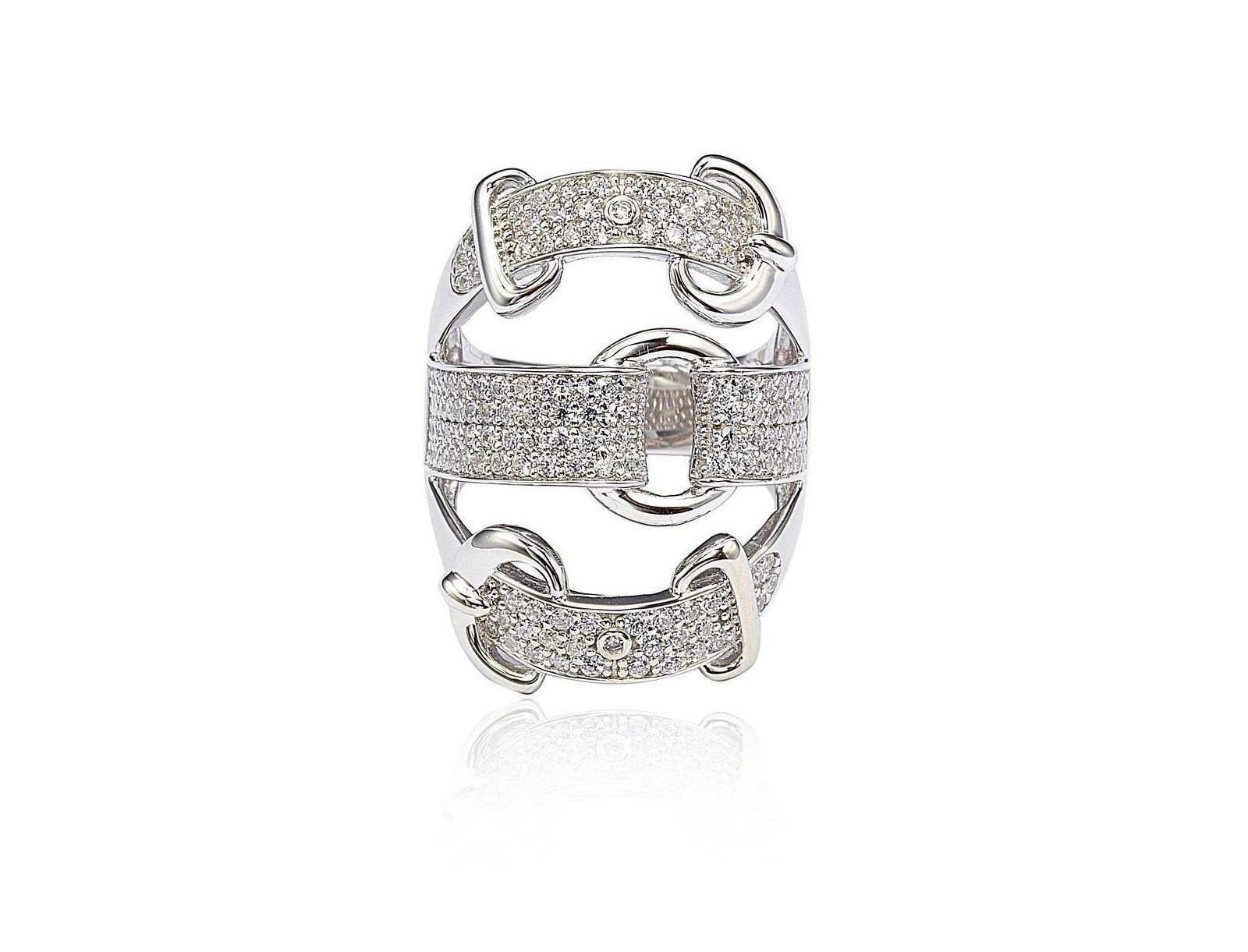 Кольцо Suzy Levian Sterling Silver Cubic Zirconia Triple Buckle