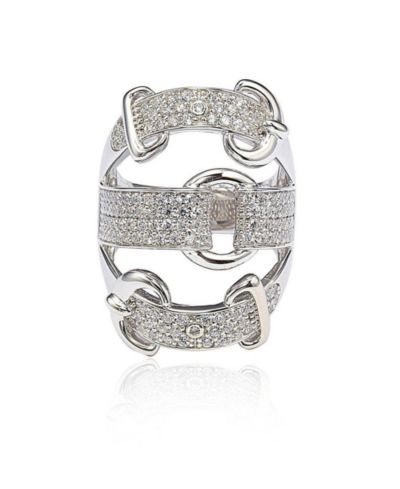 Кольцо Suzy Levian Sterling Silver Cubic Zirconia Triple Buckle
